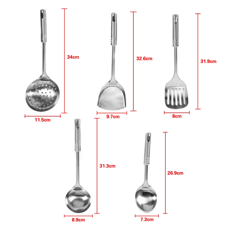 ABUI-5Pcs/набор кухонной посуды из нержавеющей стали, кухонные инструменты, многофункциональная лопатка-ложка, лопатка, кухонная утварь, инструмент для приготовления пищи