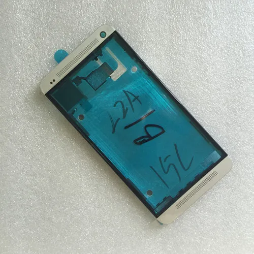 Чехол для задней крышки батарейного отсека для htc One M7 с одной sim-картой, чехол s с передней рамкой в сборе - Цвет: Серебристый