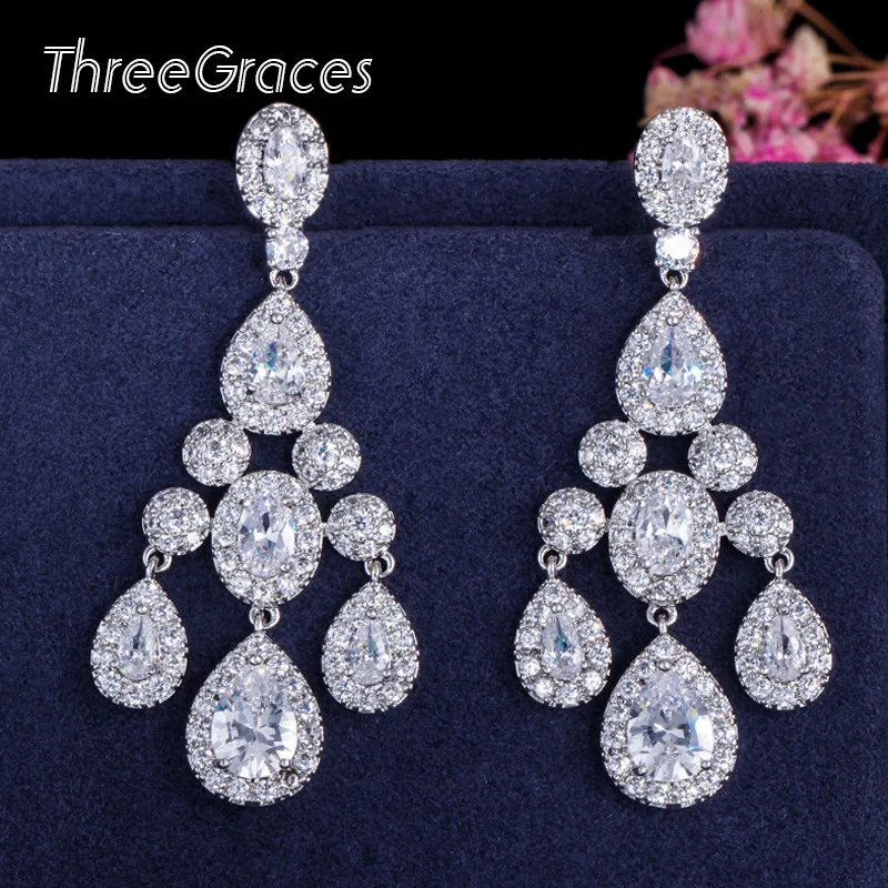 Роскошные свадебные ювелирные изделия ThreeGraces из кубического циркония блестящие