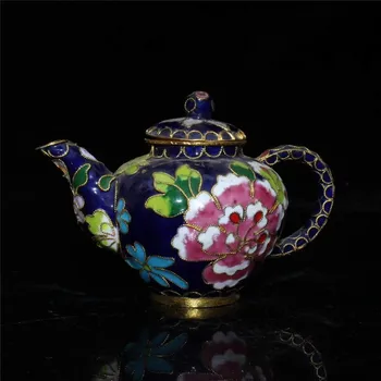 

Collection Chinese Old Style Red Copper Cloisonne Carved Flower Wine Pot Teapot Water Pot Gift Home Decoration