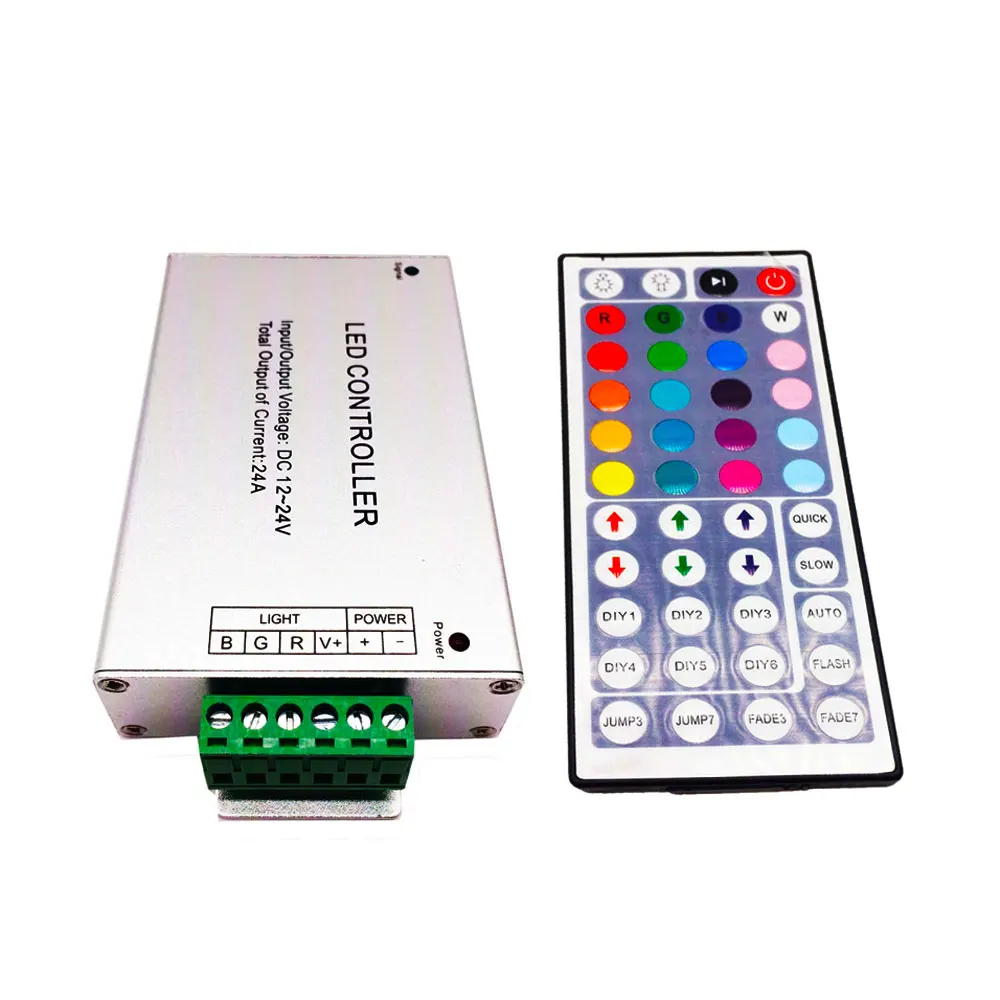 

IR 44keys Remote Control RGB Strip Led Controller 24V 24A Led Driver Light Color And Flash Including Of Fade Smooth Modes