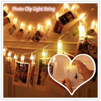 

QYJSD 3M/5M Photo Clip Holder LED Lights String Fairy Garland Copper Wire Lights Party Wedding Christmas New Year Decoration