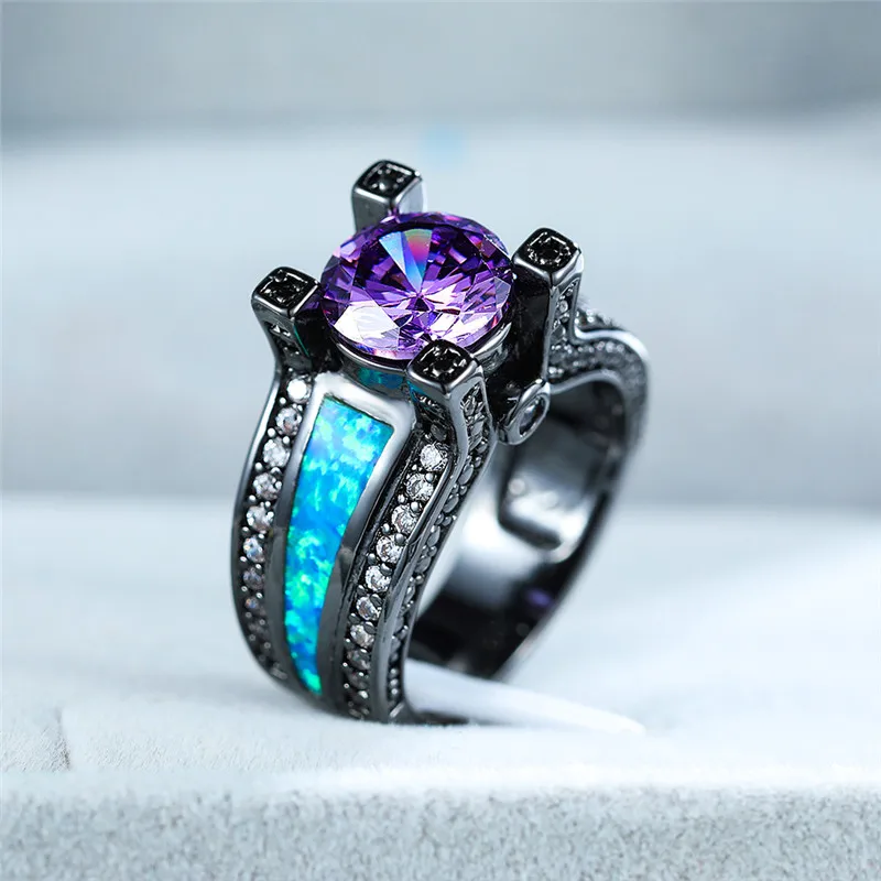Женское Обручальное Кольцо Boho с Синим Опалом винтажное обручальное кольцо