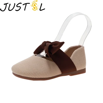 

JUSTSL 2020 New Girls Bow Wild Thin Shoes Kids Shallow Mouth Princess Shoes Children Casual Sandals Size 21-30