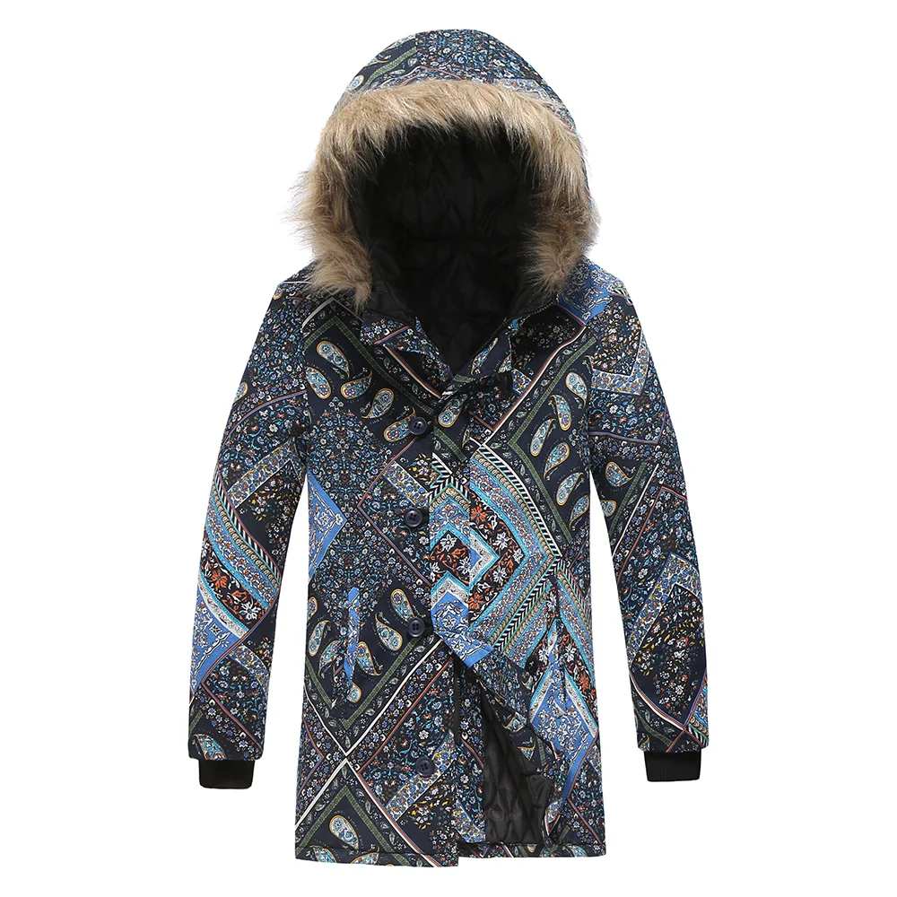Autumn And Winter New Style Ethnic-Style Printed Men Casual Cotton Overcoat EBay Hooded Cardigan Cotton Coat Men's