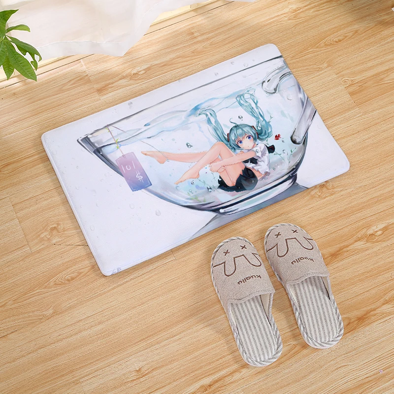 Hatsune Miku Коврик для двери с принтом, коврик для кухни, коврик для двери, коврик для ванной комнаты, нескользящий напольный коврик