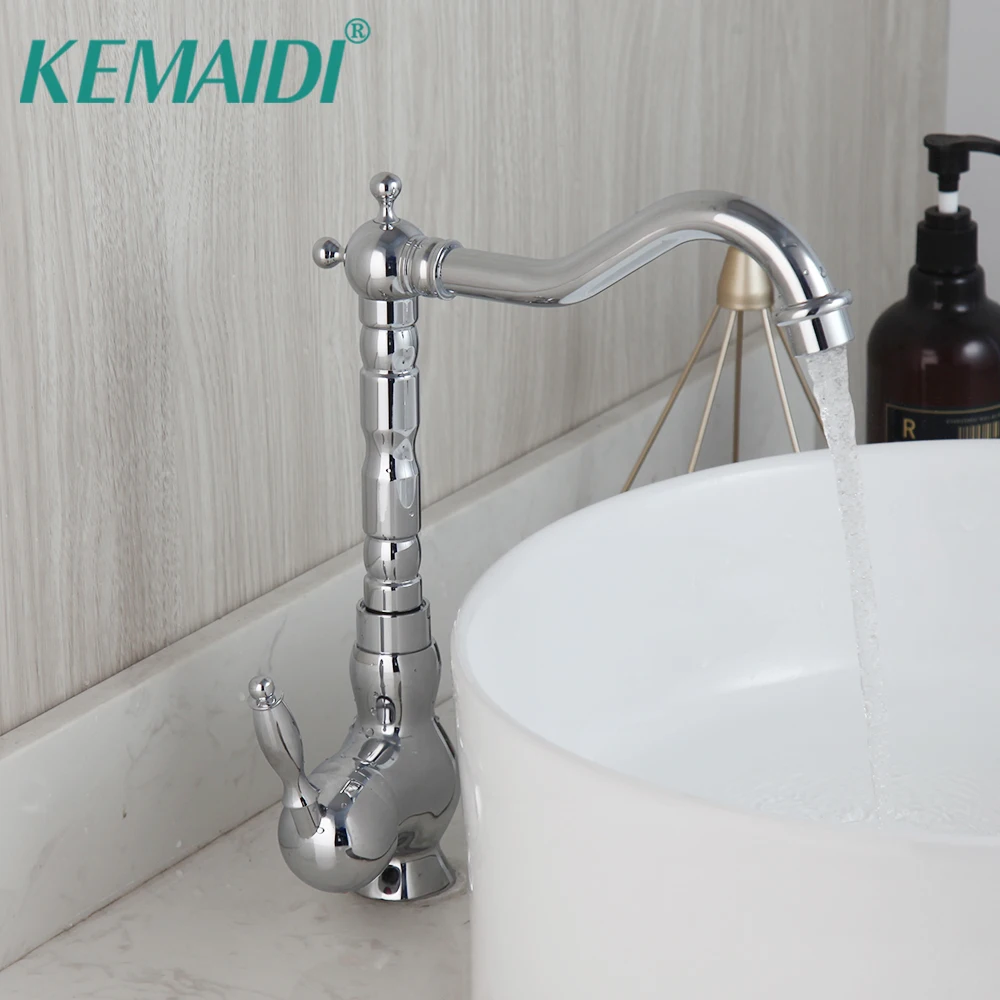 KEMAIDI Basin Sink Faucet Commercial Modern Bathroom Faucets Single Handle Chrome, Single Hole Washbasin Faucet