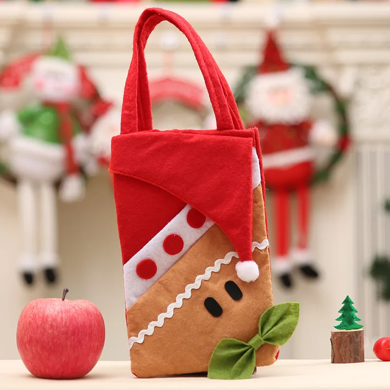 Рождественские подарочные сумки с изображением животных Санта Клауса, сумки для конфет, вечерние рождественские украшения, новинка - Цвет: 091706Gingerbreadman