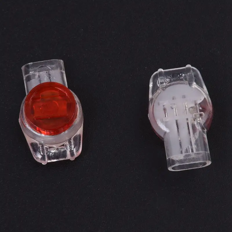 100 Pcs Data Phone Wire Butt Splice 3 Ports UR Connectors Red Clear