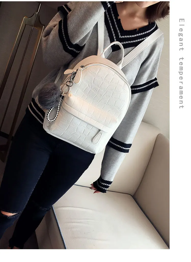 Female White Back Pack Black Backpacks Mini Backpacks Women PU Leather Cute Small Backpack For Teen Girls Fashion Bagpack Woman cool backpacks accessories	