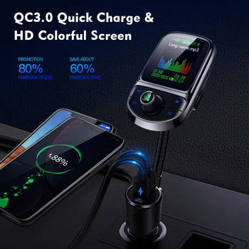 

Hot Car FM Transmitter Multifunctional MP3 Player with Dual USB Charging Port 1.8 Inch TFT Color Display Wireless BT