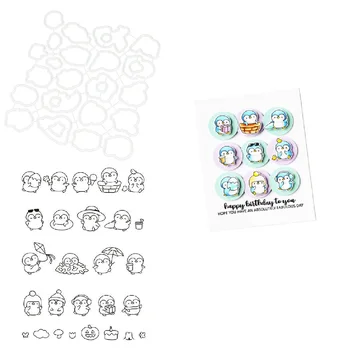 

Cute Penguin Metal Cutting Dies and Clear Stamps Stencils for DIY Scrapbooking Album Stamp Paper Card Embossing