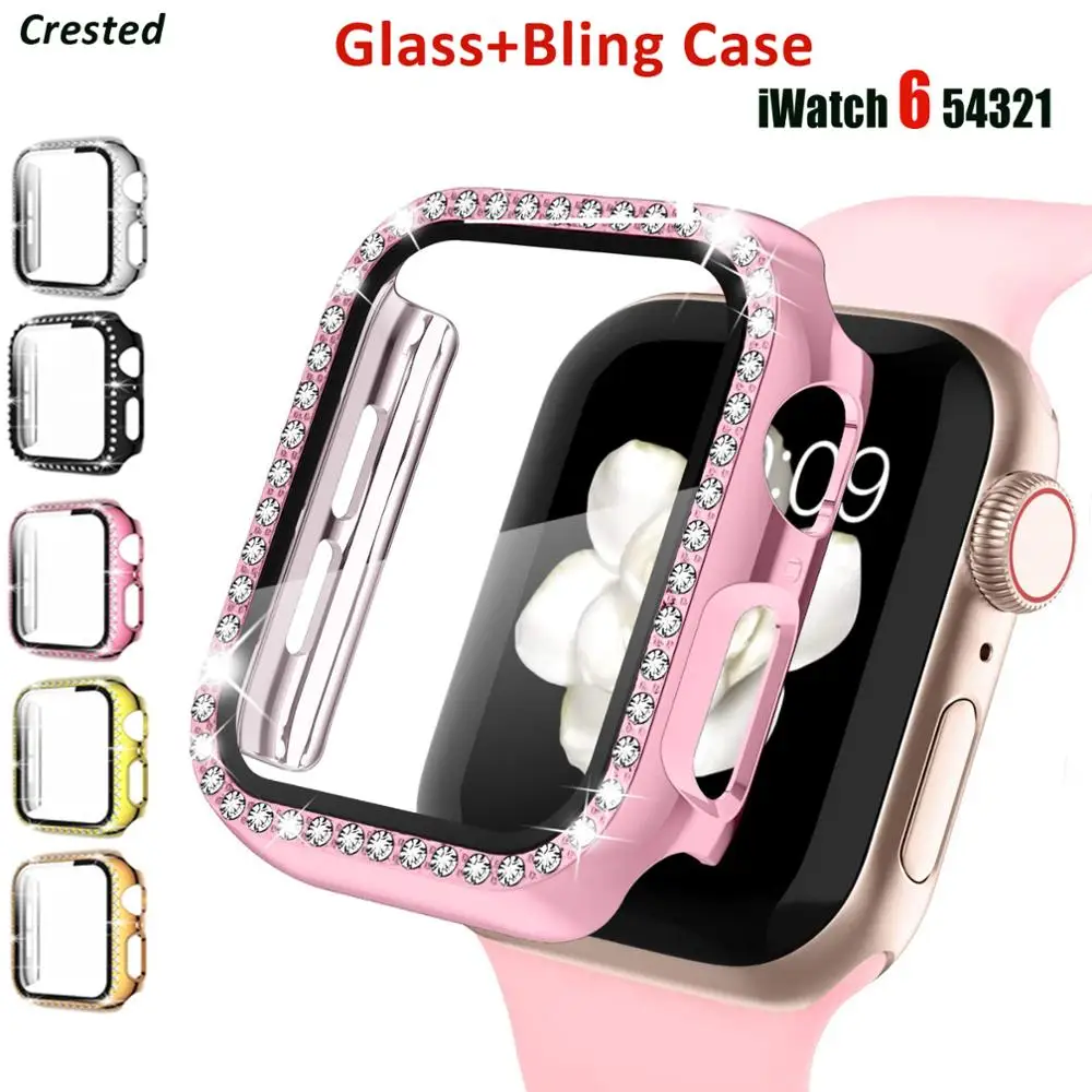 Promoción Protector de pantalla de cristal + cubierta para carcasa de reloj Apple, 44mm, 40mm, iWatch, 42mm, 38mm, accesorios para Apple Watch serie 5 4 3 SE 6 dmx5MVQEX8b