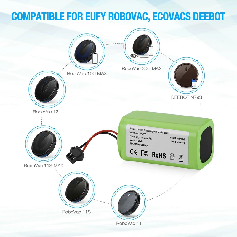 18650 14 4 V 2800mAh сменная батарея для Deebot N79S N79 DN622 Robovac 11 11S Max Conga Great 990 IKOHS S15 | Электроника