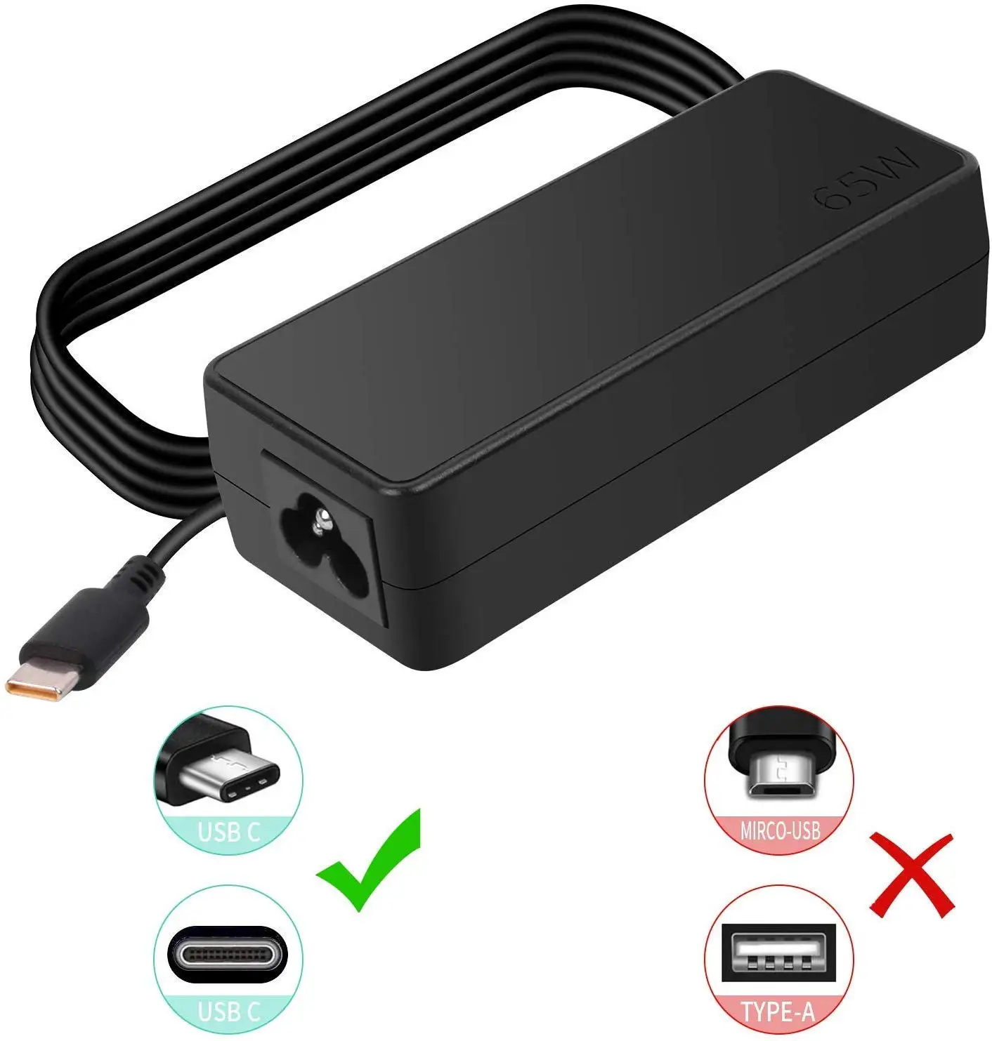 Huiyuan рост ребенка 65 Вт USB-C с lenovo Thinkpad E485 E490 E490S E495 20KN 20N8 20NG ADLX65YLC2A ADLX65YCC2A ADLX65YDC2A Тип-C