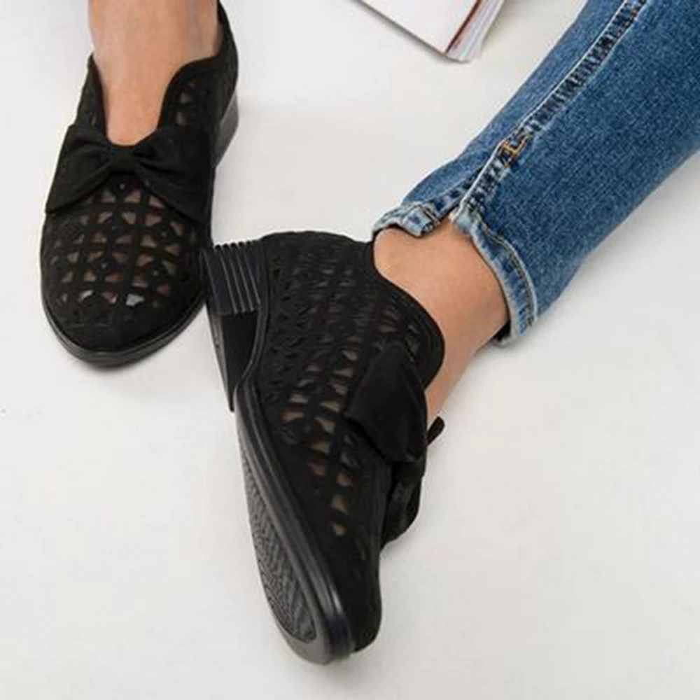 Oeak/Прямая поставка; Весенняя женская обувь с острым носком и бантиком; женские кожаные лоферы без застежки на платформе; Feminino Zapatos De Mujer