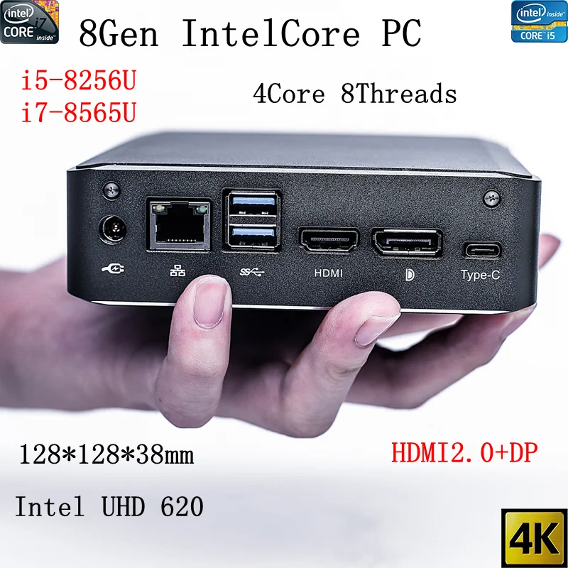 Kaby Lake R 8Gen мини ПК i5 8265u/i7 8565u Intel UHD 620 win10 четырехъядерный 8 потоков DDR4 2400 2666 NUC