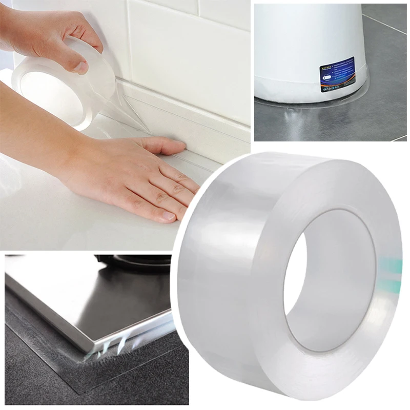 1xAdhesive лента пресс-форм с тройной защитой Кухня Ванная комната стены запечатывания Водонепроницаемый