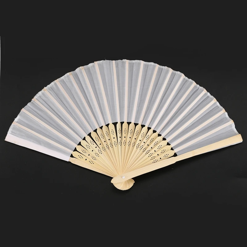 50 поклонников из белой ткани и бамбука-идеально подходит для свадьбы или мероприятий на открытом воздухе(ткань