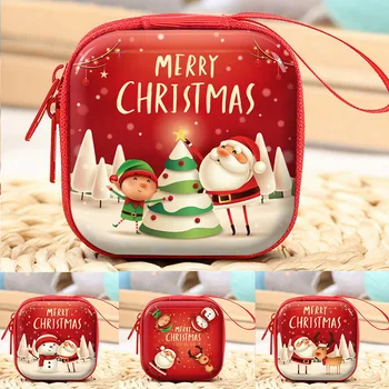 Caja de regalo de hojalata de feliz para niños, Bolsas de dulces, decoración para fiesta de navidad, juguetes para niños, monedero, bolsa