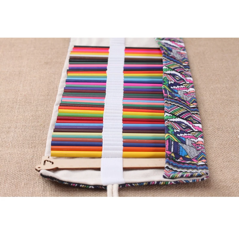 New 36/48/72 Holds Canvas Roll Pencil Case Pencil Bag Brush Pen Sketch Storage Pouch