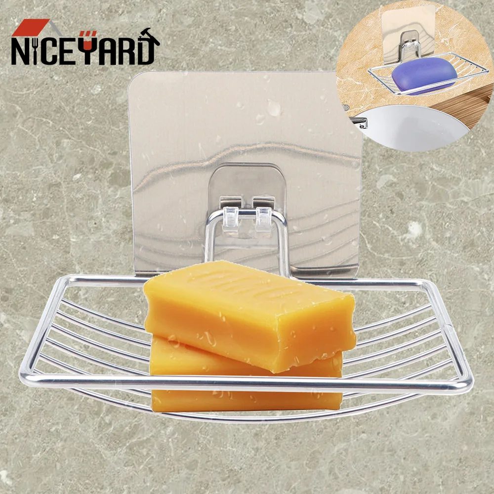 Bathroom Tray Wall Storage Rack Holder Soap Dish Rack Soap Holder Shower Soap Tray Stainless Steel Self Adhesive