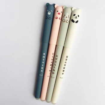 

1pcs/lot Lovely 0.35mm Cute Pig Panda Stationery Sweet Erasable Gel Pen Black And Blue Core Creative Gift School Supplies