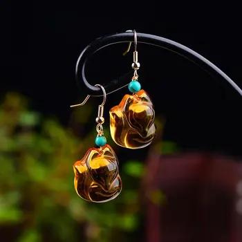 

14k gold inlays will not erase the yellow crystal fox earrings earrings for women pendientes jewelry bijoux femme sieraden taki