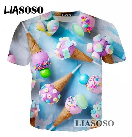 3d print 2019 Summer New clothes Men Women Fashion Sweatshirt Food Ice Cream T Shirt Short Sleeve Hip Hop Top Harajuku Pullover | Мужская