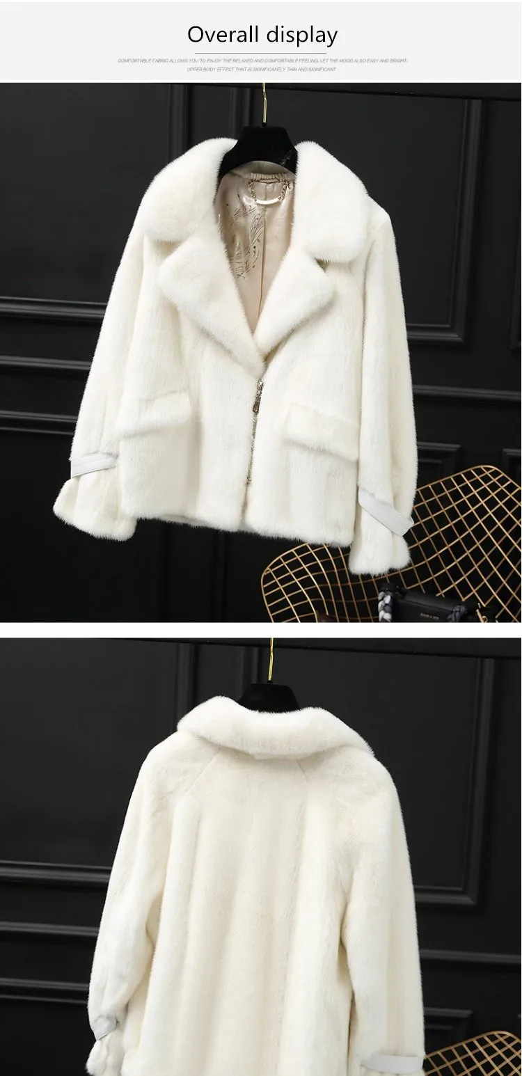 inverno nova todo vison casaco de pele das mulheres curto moda terno gola simples аgua locomotiva casaco de pele de vison