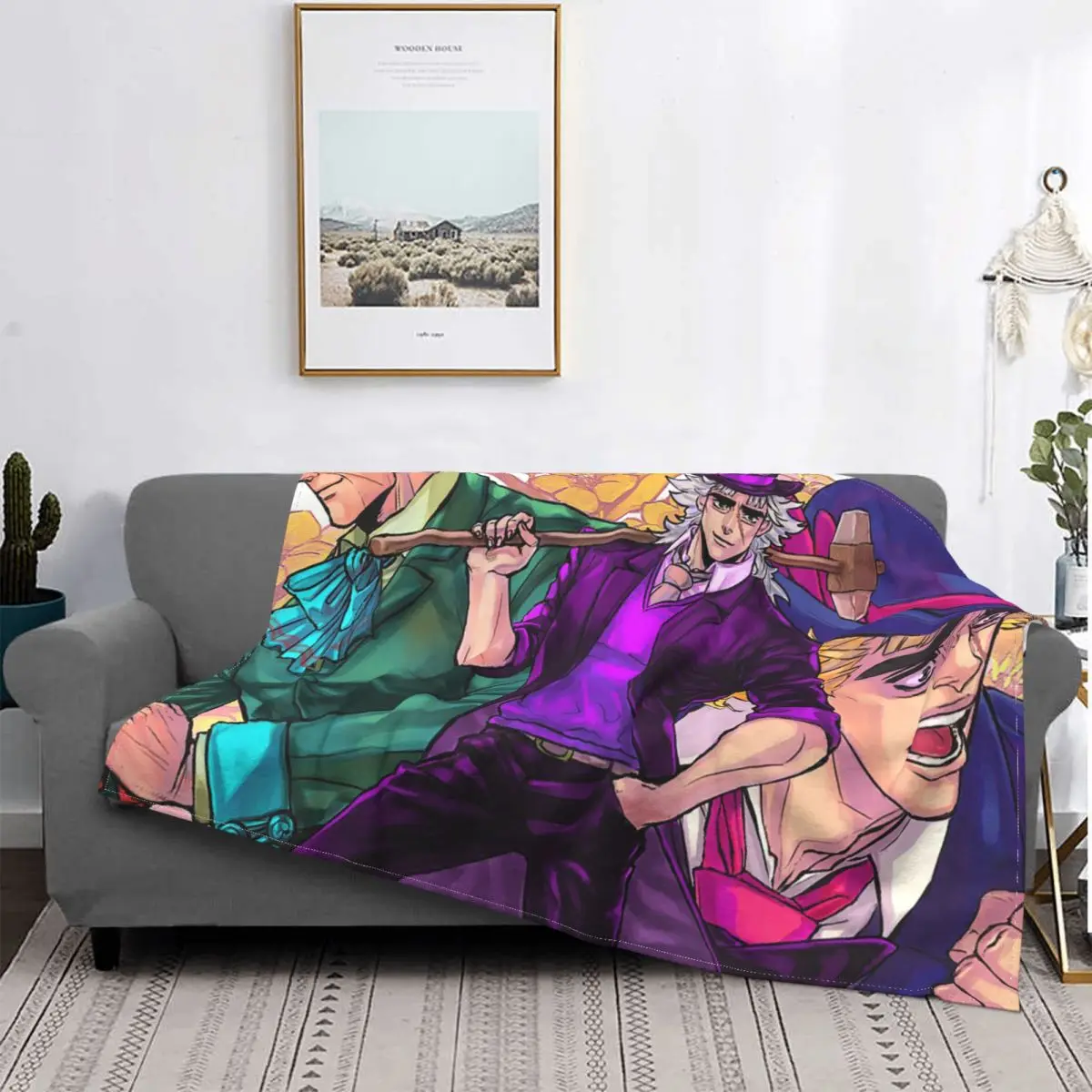 

Anime Speedwagon Robert Blankets Flannel Winter Jojo's Bizarre Adventure Soft Throw Blankets for Bedding Travel Rug Piece