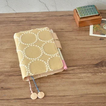 

Cute A6 Circle Japanese Style Journal Cover For Standard A6 Fitted Paper Book Yellow Blue