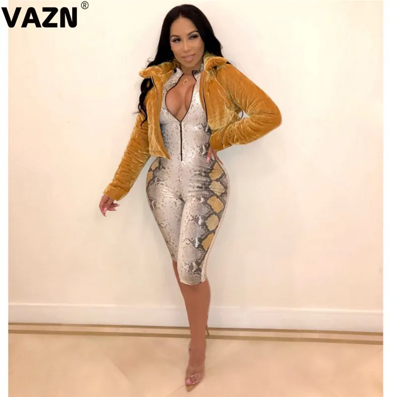 VAZN GML17166 new Design print bandage lady jumpsuit sleeveless short pant playsuits v-neck sexy club bandage wind rompers