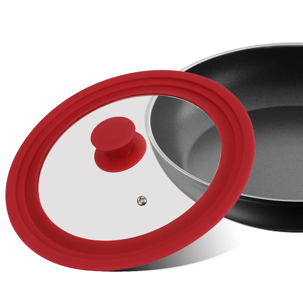 Drop-Proof Overflow Prevention Lid Multifunctional Kitchen Utensils Cookware Parts Silicone Edge Tempered Glass Pot Lid glass pot lid glass lid