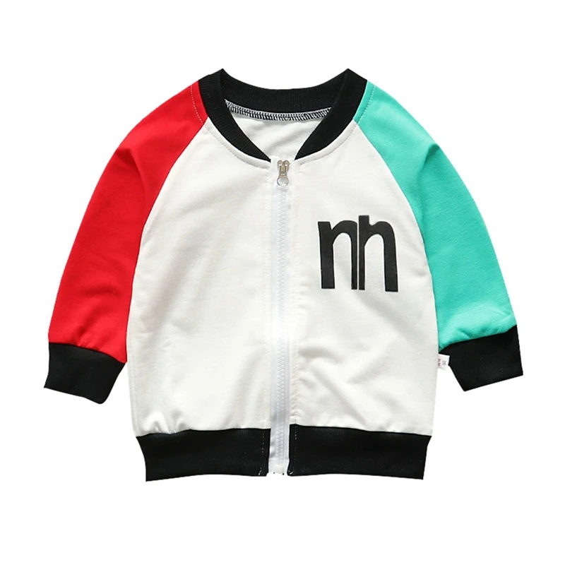 incredible  Winter Baby Clothes Casual Alphabet Cotton Pattern Zipper Patchwork Color Outfits Outerwear Jacket