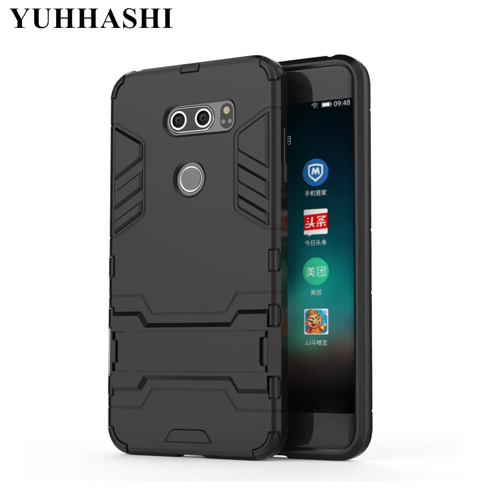 Защитный противоударный жесткий чехол yuhashi с подставкой для LG V30, защитный чехол с держателем для задней панели телефона, чехол-Бампер для LG V30