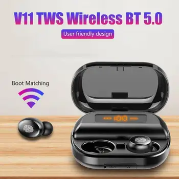 

V11 TWS Wireless Earphones 4000mAh Bluetooth 5.0 IPX7 Waterproof LED Screen Earbuds with Charging Case Chinese/ English Version