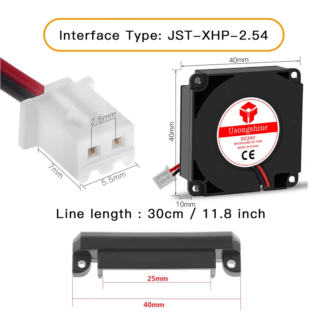 Вентилятор охлаждения 5 в 12 В 24 в 40*10 мм 4010 гидравлический подшипник радиальный вентилятор охлаждения вентилятор для экструдера турбо вентилятор с XH2.54-2P провода для Ender 3 - Цвет: 24V with tuyere