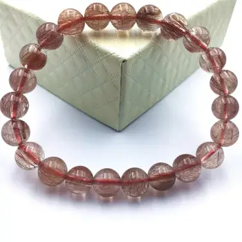 

8mm Natural Red Hair Rutilated Quartz Crsytal Bracelet Women Men Energy Stone Friend Gift Round Beads Fashion Bracelet Jewelry