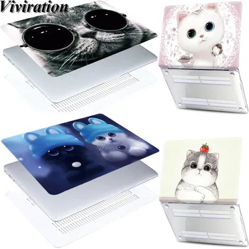 

Laptop Case PVC Hard Shell Cover For Macbook Mac Book Retina 12 A1534 Retina 15 A1398 Case Cover Cat Prints Computer Accessories