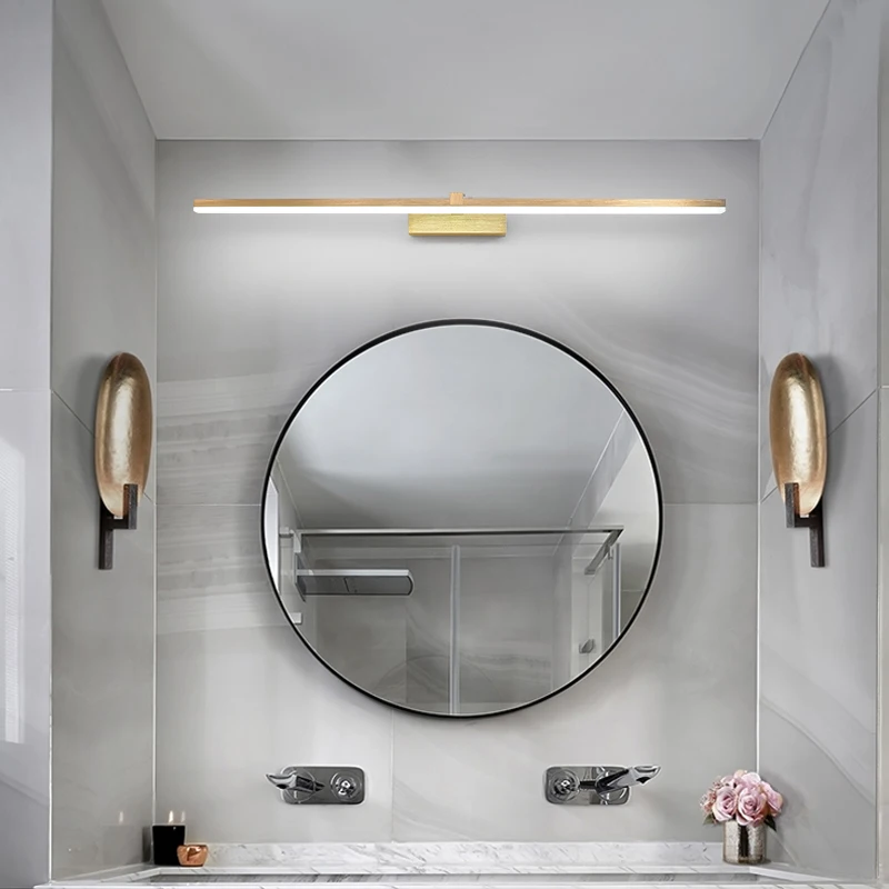 

110/240V L40cm 60cm 80cm modern art decor led bathroom mirror light Brushed Gold make up Mirror lamp Washroom toilet lighting