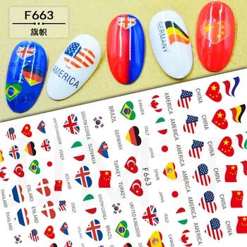 

10pcs flower nail sticker Heart national flag nail art Nail Sticker Laser Black leave 3D Transfer Beautiful Nail Decals N22