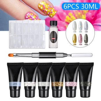 

6pcs 30ml Glitter Builder Gel Shiny Builder Polish Nail Extension Art Kit Gel Polish Enhancement Manicure Tools