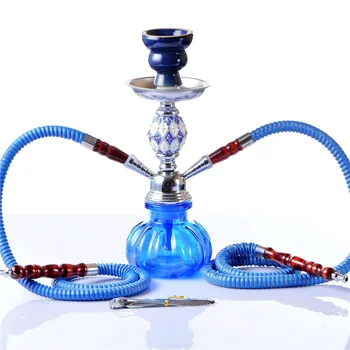 

2 Hose Glass Shisha with Traditional Decoration Hookah Colorful Pumpkin Form Complete Set of Molasses Silicone Hose Aluminum Cig