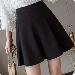 Черная Женская юбка, Осень-зима, с высокой талией, с драпировкой, а-силуэт, короткая юбка, Faldas Mujer Moda 2019 Jupe Femme
