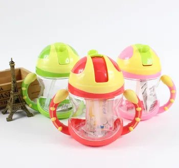 

New Baby Learning Drinking Cup With Double Handles Feeding Leak-Proof Straw Cups Water Bottle 220ML Free Shipping