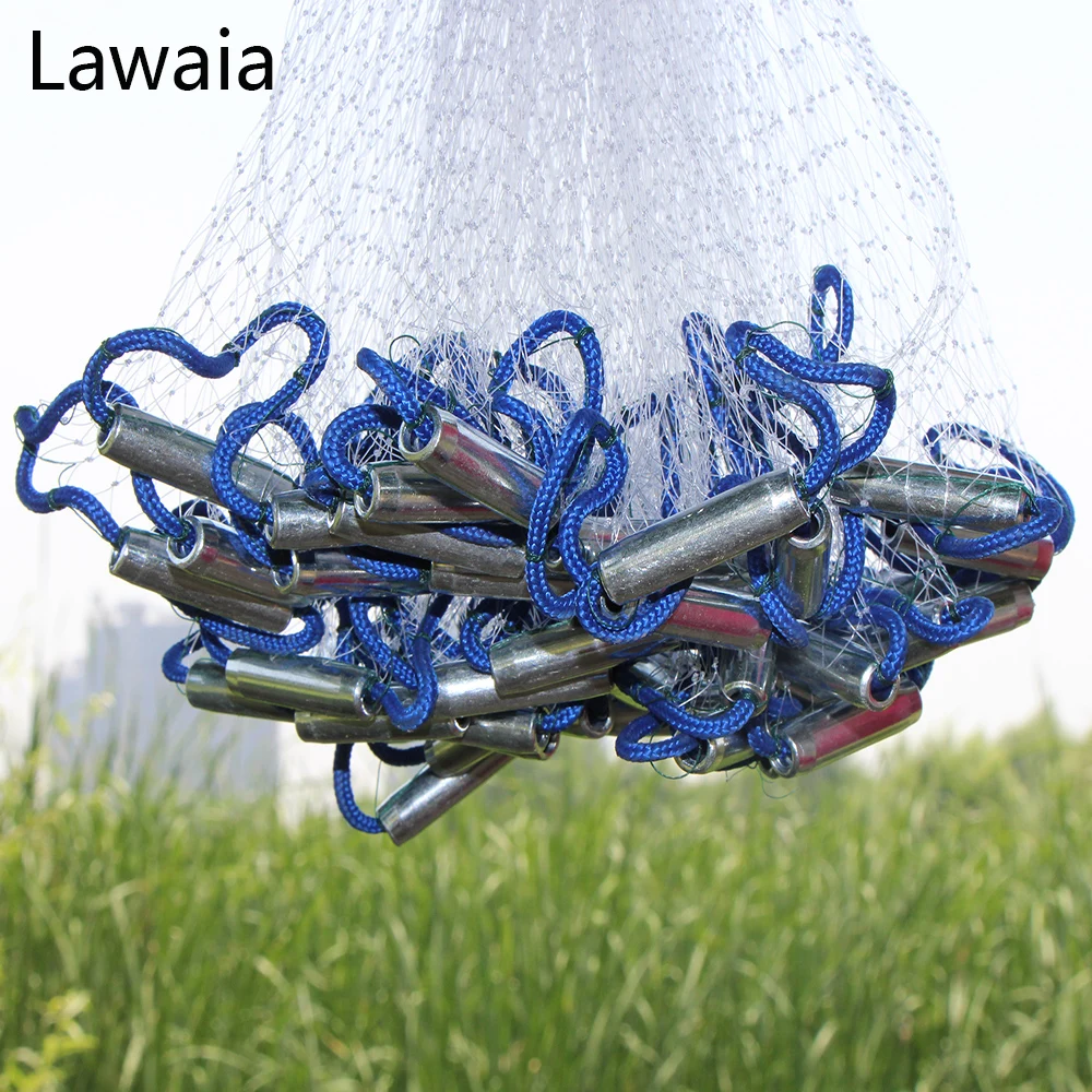 Lawaia, размер 2,4 М-6,0 м, литая сеть, американский стиль, ручная рыболовная сеть с кольцом, для спорта на открытом воздухе, легкая мелкая сетка, рыболовная сеть
