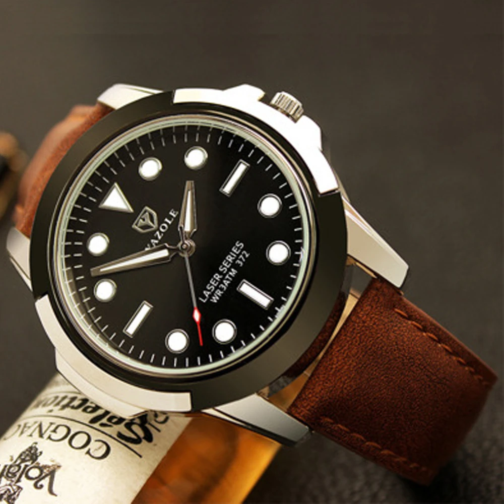 hot fashion role mens quartz watches leather strap 30meters waterproof casual watch for men luminous hands (21)