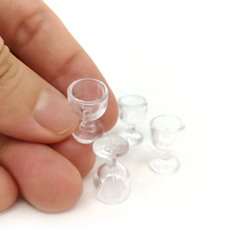 

4 Pcs Mini Transparent Red Wine Cup Simulation Furniture Wine Glass Goblet For Doll Toy House Miniature Accessories