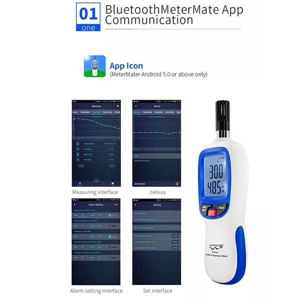 Wintact WT83 WT83B Bluetooth цифровой измеритель температуры и влажности термометр гигрометр тестер температуры